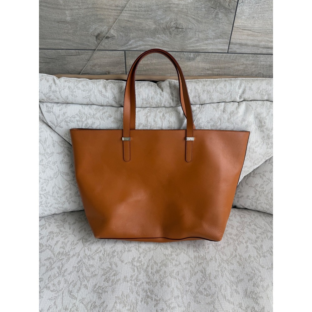 Rebecca Minkoff Cognac Brown Leather Perforated Laser Cut Tote Bag Shoulder Bag - Picture 3 of 13